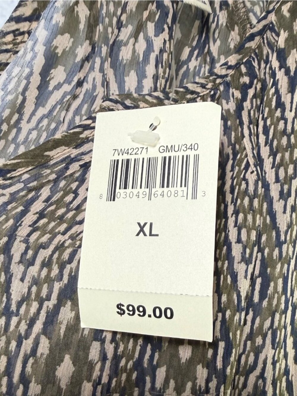 Lucky Brand Sheer Boho Green Blue Geometric Pattern Long Sleeves NWT Womens XL - Picture 5 of 8
